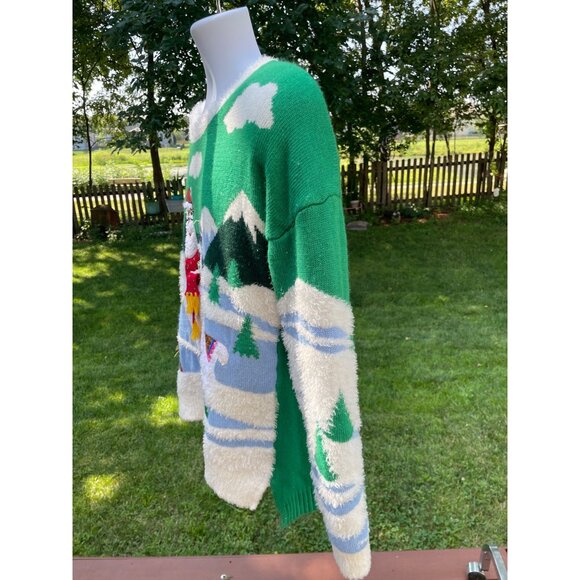 XXL Christmas Sweater Llamas Winter Scene Mens Holiday Funny Party Long Sleeve - Picture 4 of 10